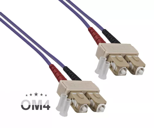 LWL Kabel OM4, 50µ, SC / SC Stecker Multimode, erikaviolett, duplex, LSZH, 20m